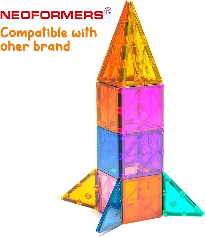 Magnetic Tiles Building Block Set: 16PCS Isosceles Triangle Expansion Pack Construction Building Blocks, Starter Set for Kids Ages 3+