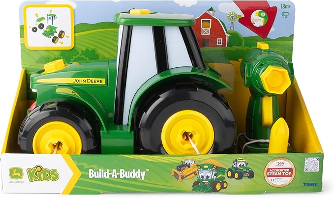 John Deere Tractor Toy and Toy Drill - Toddler STEM Take Apart Toys with 16 Individual Pieces and Kids Tools - Kids Building Toys Ages 3 Years and Up