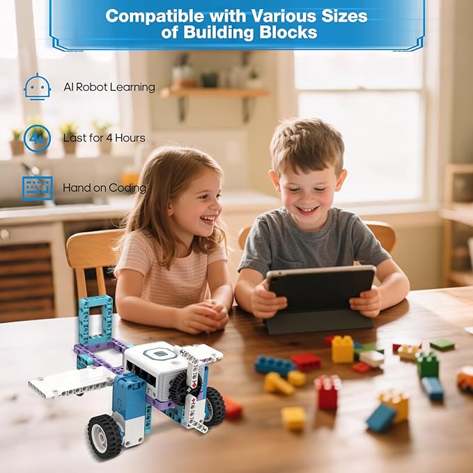 12 in 1 Coding Robot Kit ICBricks for Kids 6+, 240+ Piece Educational AI STEM Remote Building Learn to Code with Hub,Motor,Sensor,APP Control for Girls Boys Gift