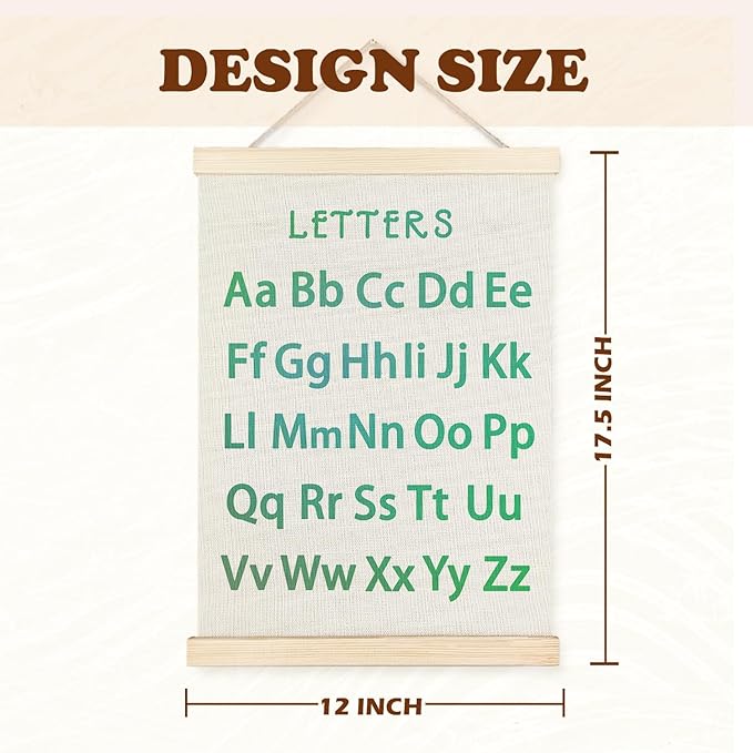 Supwhd Classroom Wall Decor, Numbers and Alphabet Educational Wall Art Poster, Alphabet ABC Numbers from 1 to 20 Poster Wall Decor for Toddler Kids Room Playroom Classroom, 12x16 Set of 2(Green)