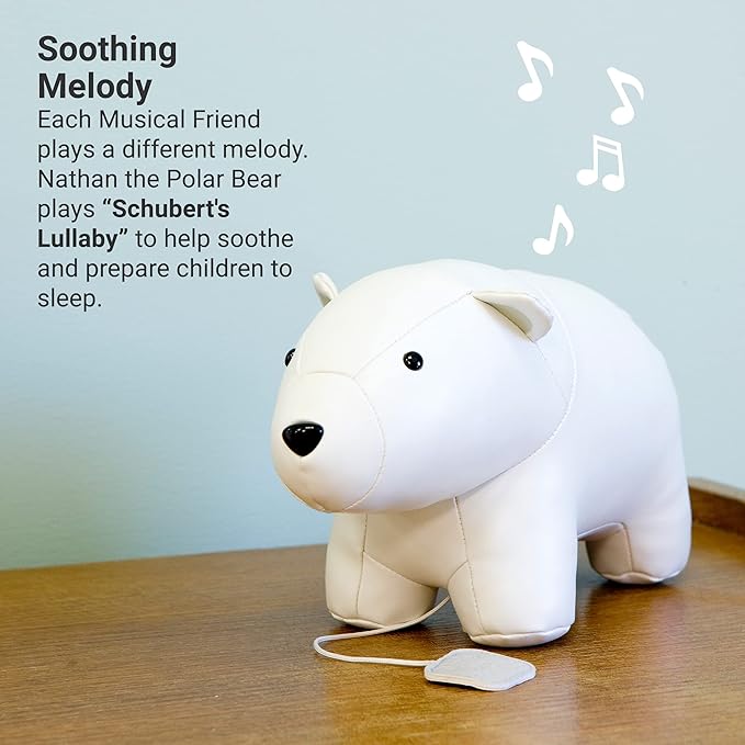 Little Big Friends Musical Baby Toy – Soft Plush Pull-String Cord Classical Toy for Baby & Toddlers | Soothing Stuffed Cuddly Animal Gift | Nathan The Polar Bear