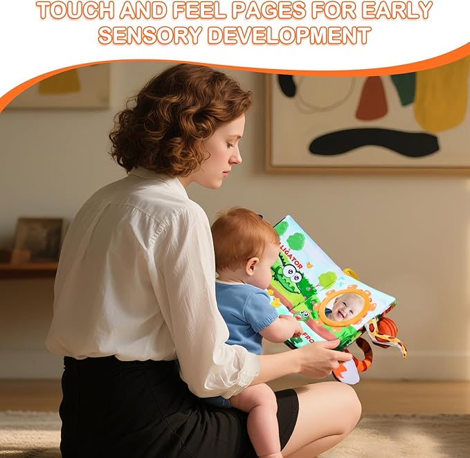 Baby Books 0-6 Months,Crinkle Books for Babies,Infant Tummy Time Toy High Contrast Sensory Book for Babies,Touch Feel Book for Newborn 0-6-6-12 Months Early Learning Toy