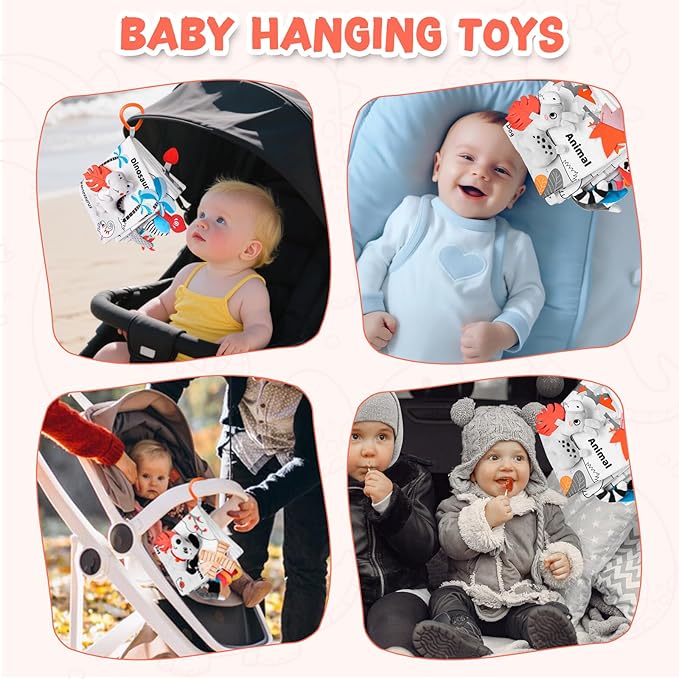 Baby Book 0-12 Months, Crinkle Cloth Book with Rattle & Touch and Feel Sensory Toys, Soft Teether for Infants, Educational Learning Toys, Ideal Baby Shower Easter Gifts for Boys Girls (Farm Animals)