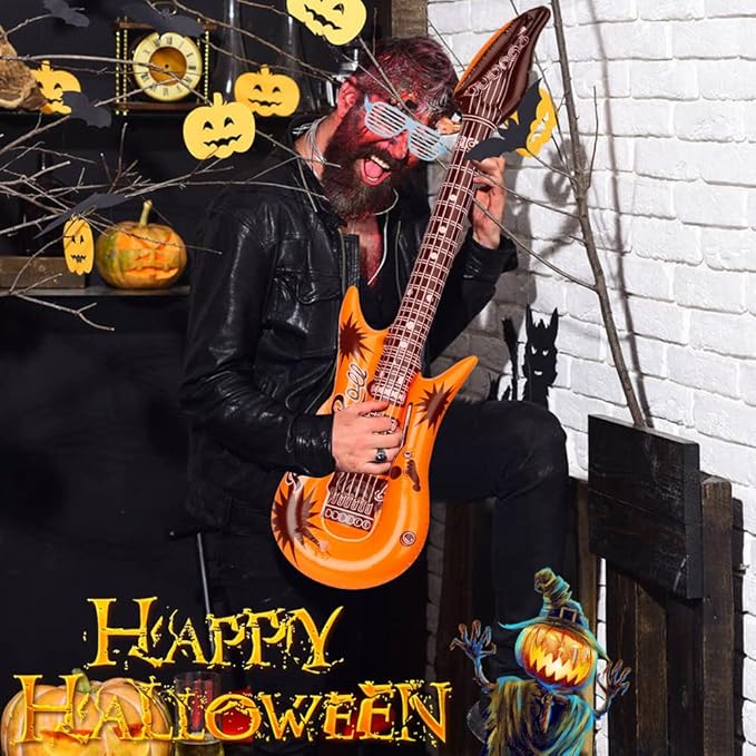 Inflatable Instrument Party Prop Decor Guitar Saxophone Microphone Musical Balloons Photo Booth Props, Rock Star Balloons 70 80 90s Party Supplies Christmas Decorations Birthday Gift