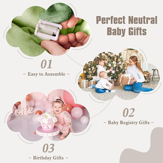 5-in-1 Plush Baby Play Gym, Tummy time mat, Play Mat, Baby Gym, Activity Mat with Convertible Gym and Pillow, 6 Sensory Toys, Play Center from Newborn to Toddler, Green