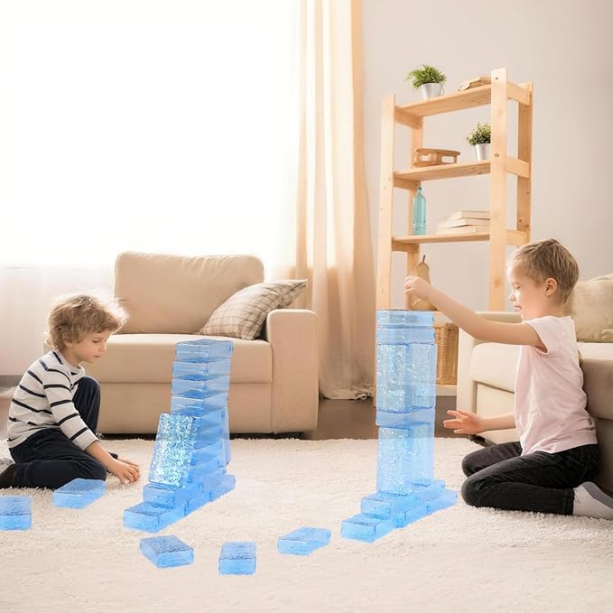 Civaner 20 Pcs Ice Blocks for Kids - Ice Building Blocks Toys Hollow Stacking Bricks Engineering Accessories Gifts for Christmas Winter (Large)