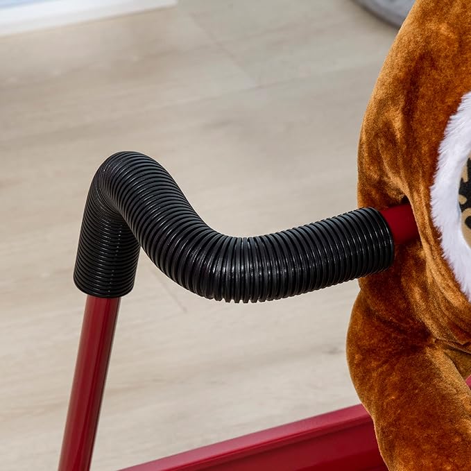 Qaba Kids Spring Rocking Horse, Ride on Horse for Girls and Boys with Animal Sounds, Plush Horse Ride-on with Soft Feel, Interactive Toy for Kids, Light Brown