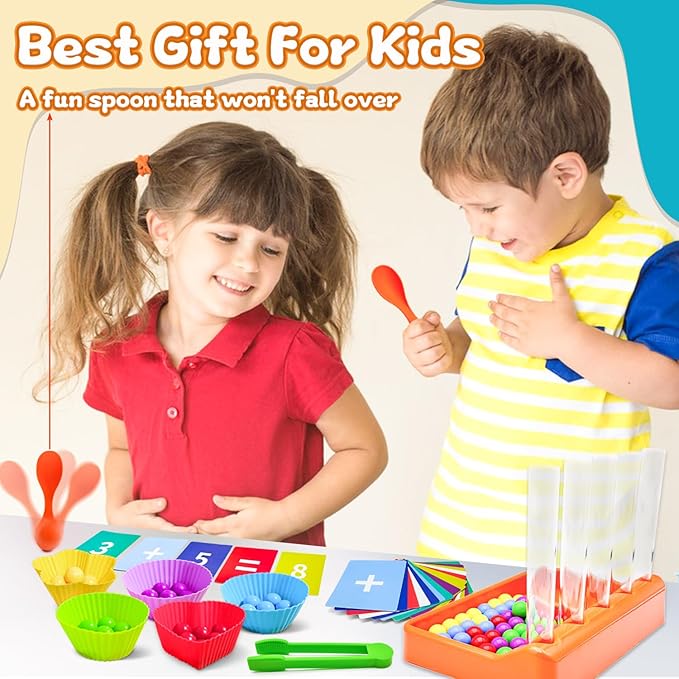 Counting and Color Sorting Toys Set, Fine Motor Skills, Preschool Learning Toys Color Recognition and Math Learning Games, Educational Toy Gift for Kids Age 3 4 5 6Year Old Boys Girls