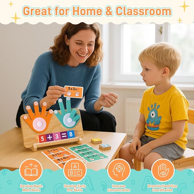 LovesTown Preschool Learning Toys for Toddler, Educational Math Manipulatives Classroom Montessori Toys Number Counting Blocks for Kids Christmas Birthday Party Favor Gifts