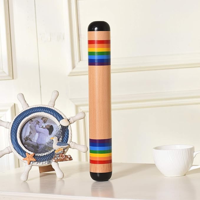 TDOCK 13.8 Inch Rain Stick, Wooden Rain Maker Rattle Shaker Rainfall Tube, Musical Sensory Auditory Development Instrument for Babies, Toddlers and Kids