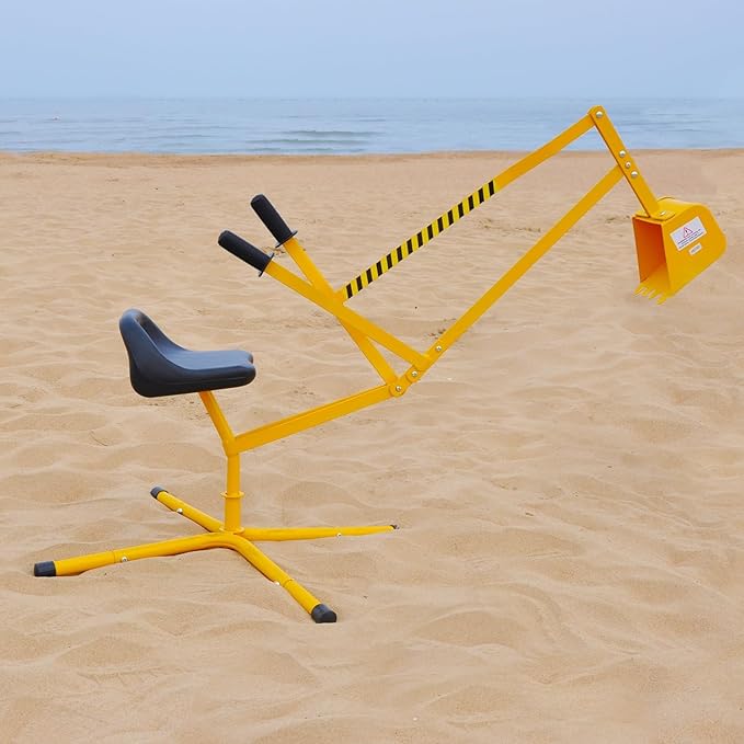 Sand Digger Sandbox Digger Toy, 360°Rotating Base, Sturdy Stable Steel Frame Structure-Metal Bucket, Kids Digger Excavator Digging Toys Excavator Ride on Beach Toys, Ideal for Sand Sandbox Beach Snow