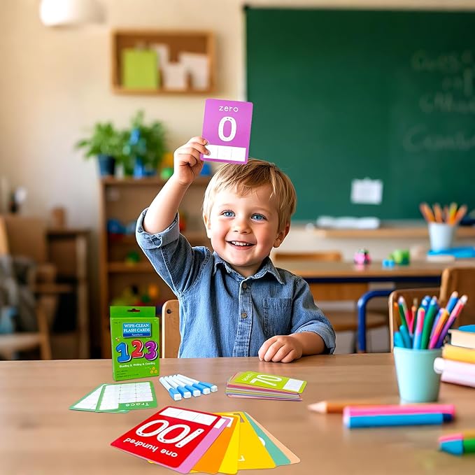 108PCS Toddler Flash Cards,Number, Alphabet, Math Flash Cards with 9 Dry Erase Pens - Early Education Flashcards for Kids, Preschool Learning Activities 3+