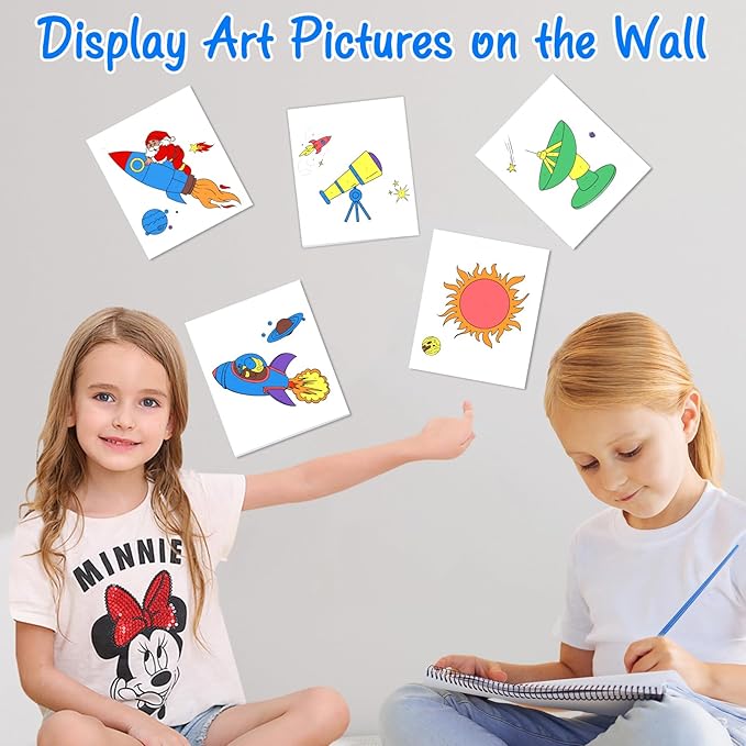 Paint with Water Coloring Books for Toddlers, Watercolor Painting Book and Drawing Art Paper for Kids Ages 3 4 5 6 7 8 Years Old, Outer Space Art Craft for Drawing with Brush