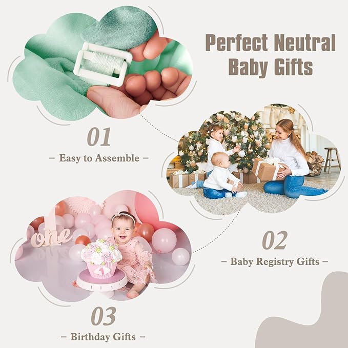 5-in-1 Plush Baby Play Gym, Tummy time mat, Play Mat, Baby Gym, Activity Mat with Convertible Gym and Pillow, 6 Sensory Toys, Play Center from Newborn to Toddler, Sage Green