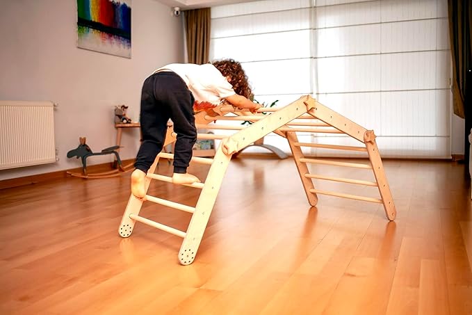 Montessori Climbing Cube and Triangle for Kids | Foldable Climbing Set | Indoor Activity Cube | Climbing Set with Cube and Triangle for Toddler | Foldable Wooden Jungle Gym (CUBE+ARCH+2 RAMP)