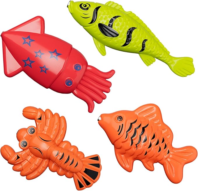 Magnetic Fishing Pool Toys Game for Kids Toddlers 3-5 4-8, Water Table Bathtub Toy with Inflatable Pool Pole Rod Net Plastic Floating Fish, Water Bath Pool Outdoor Toys for Kids Toddlers Baby