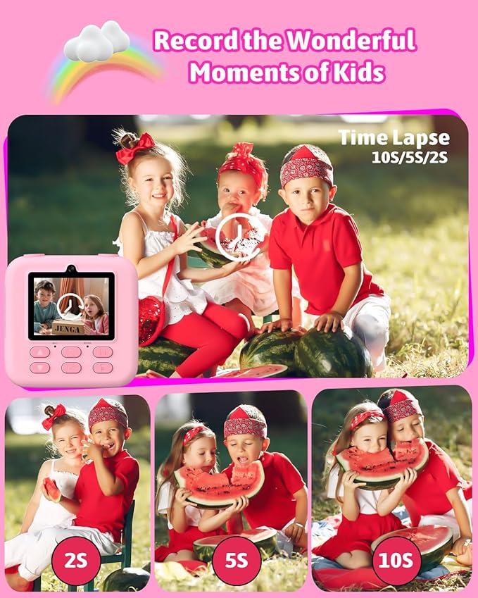 Mgaolo Kids Camera Instant Print Photo,Children Digital Camera Toys Gift with HD Video for Girls Boys 3-12 Age,Chritmas Birthday Festival Present for 3 4 5 6 7 8 9 Year Old Child (Pink)