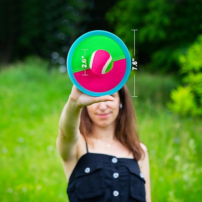 Ayeboovi Toss and Catch Ball Game Outdoor Beach Pool Kids Toys Outside Lawn Yard Games for 3 4 5 6 7 8 9 10 11 12 Year Old Girls Boys Toys Birthday Gift Stocking Stuffers (2 Paddles 2 Balls)