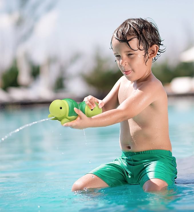 DolliBu Sea Turtle Bath Buddy Squirter – Floating Green Turtle Rubber Bath Toy, Fun Water Squirting Bathtime Play for Toddlers, Cute Sea Life Animal Toy