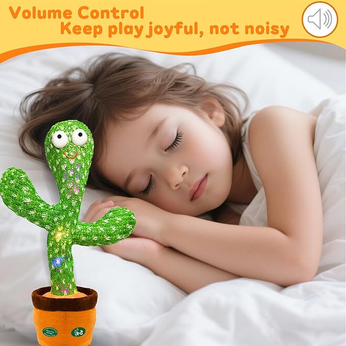 Dancing Talking Cactus Toy,Christmas Funny Gift for Toddler 1 2 3 Year Old Boy Girl,Record Repeat What You Say Baby Infant Toys 6-12 12-18 Months with 3xAA Battery (Volume Adjustment)