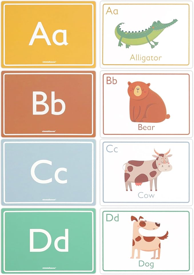 Nimmie & Moose Alphabet Flash Cards for Toddlers 1-3 | Extra-Thick Toddler Flash Cards | Learn Numbers, Letters, Colors, Animals & Play Games - Color Flashcards for Toddlers 1-3+