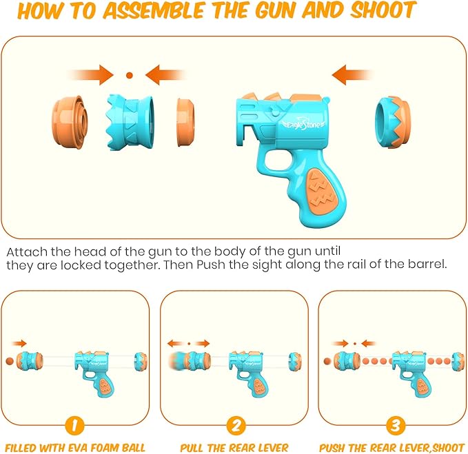 EagleStone Movable Dinosaur Shooting Toys for Boys โ Electronic Target Practice with 2 Air Pump Guns, LCD Score Tracker, Sound Effects & 48 Foam Balls, for Kids 5 6 7 8 9
