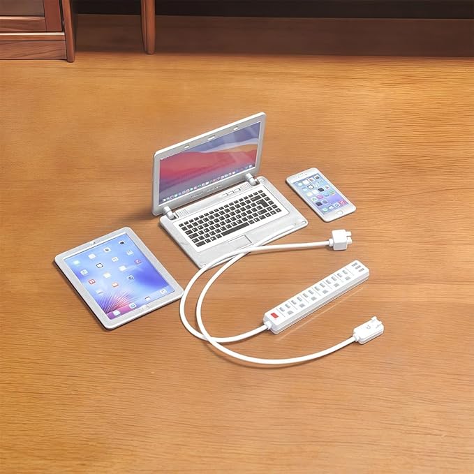 1:6 Scale Dollhouse Accessories - 4 Colors Miniature Digital Set: Metal Smartphone, Tablet, Laptop & Desktop USB Socket - 1:12 Scale Miniature Collectibles Gift (Silvery)