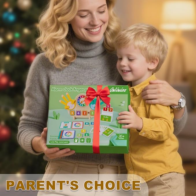 Educational 2 in 1 Math Manipulatives Number Counting Blocks & Teaching Clock for Kids, Preschool Learning Toys for Toddlers 3-5, Montessori Toys for 3-5 Year Old Boys Girls Birthday Gifts