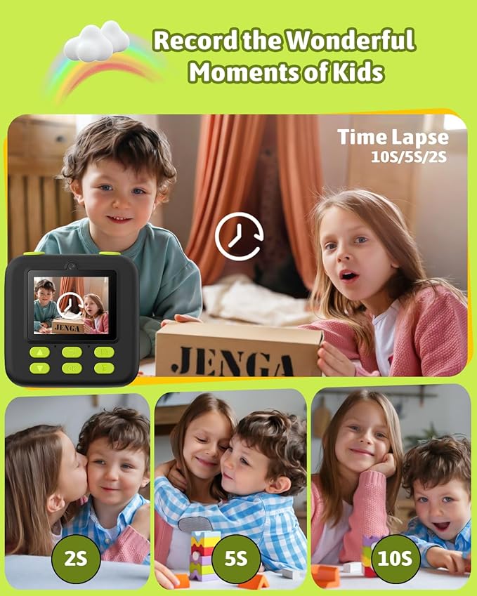 Mgaolo Kids Camera Instant Print Photo,Children Digital Camera Toys Gift with HD Video for Girls Boys 3-12 Age,Chritmas Birthday Festival Present for 3 4 5 6 7 8 9 Year Old Child (Black)