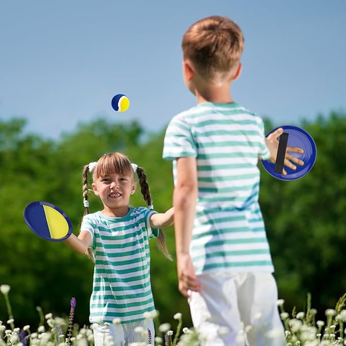 Ball Catch Paddle Set Games - Upgraded Version Beach Toys Pool Backyard Camping,Outdoor Game,Toss Catch for Ages 3 4 5 6 7 8-12,Kids Family Games Gifts (4 Rackets 4Balls)