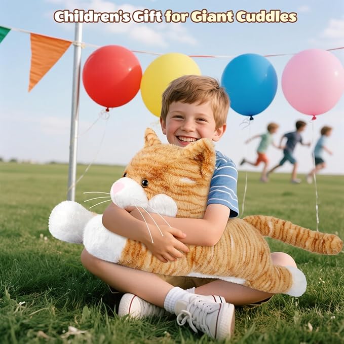 Giant Cat Plush 30", Jumbo Soft Orange Cat Stuffed Animal, Giant Plush Toys Hugging Pillow for Stress Relief & Sleep Aid, Huge Cuddly Cats Plushies Gift for Kids Adults