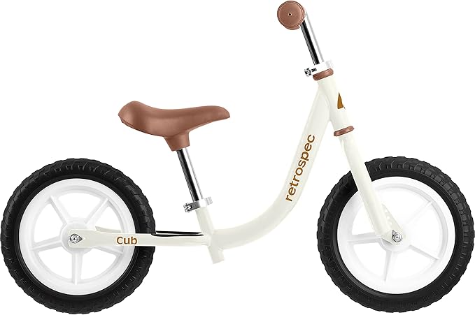 Retrospec Cub Toddler Balance Bike for Ages 18 Months - 3 Years - 12in No-Pedal Beginner Bicycle with Adjustable Seat, Puncture-Proof Tires & Safe Low Frame Design