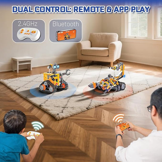 Robot Building Kit for Kids and Adults, 4-in-1 Rechargeable RC Robotics Kit with Remote & App Control, STEM Coding Toys & Science Projects, Birthday Gifts for Boys Ages 8-12+ (588 Pcs)
