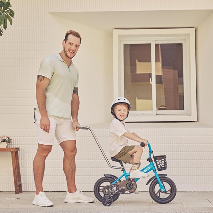 ACEGER 12" Kids Balance Bike with Basket, Toddler Bicycle for Early Learning Leg Strength and Steady Balancing, Durable Frame&Tool-Free Adjustable Seat, Gift Bike for 2-5 Kids, No Brake