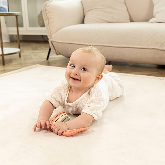 Hakuna Matte Premium Baby Play Mat 60”x 80” Beige – Cloud-Soft Coral Velvet Memory Foam Rug for Crawling & Play – Non-Slip, Water-Resistant, Care Tummy Time Mat – Non-Toxic Padded Playmat