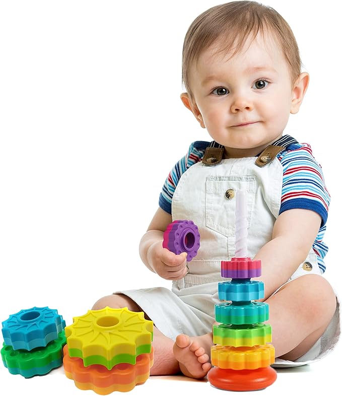 LBAIBB (1 PCS Spinning Stacking Toy,Spin Toy for Toddlers 1-3,Sensory Toys for Toddlers 1-3,Rainbow Spin Tower,Autism Spin Stack Toys,Suitable for Gifts for Boys and Girl