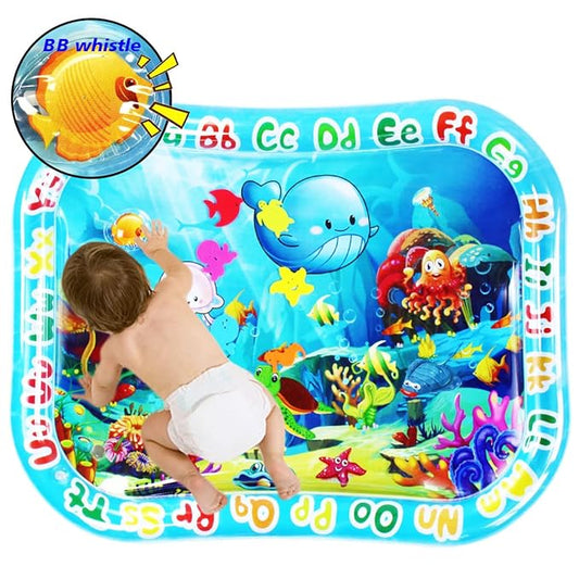 ZHUYNXIR Extra Big Infant Water mat, Large Water Play mat, Seas and Oceans Tummy Baby Toys with BB Call, Fun Early Development Activity Play Center for Newborn (39.5x31.5 in)