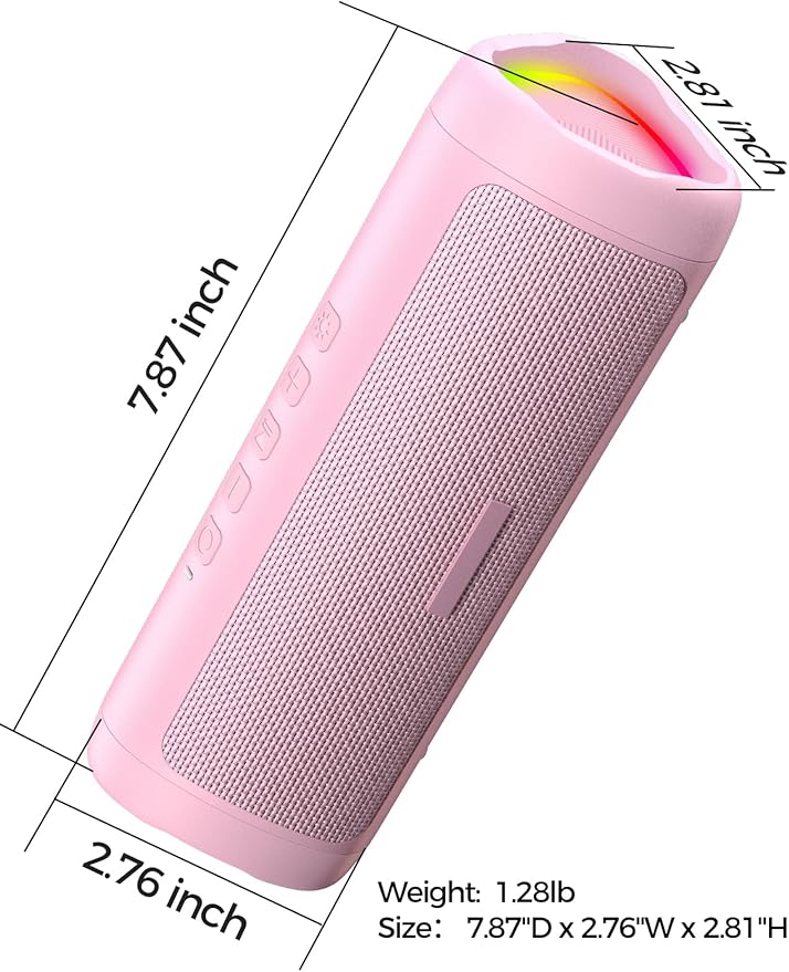 Bluetooth Speaker Gifts for Men: Portable Wireless, IPX5 Waterproof, White Elephant Gifts for Adults, Stocking Stuffers for Teens Boy Girl, Up to 20H Playtime, TWS Pair, for Home/Party/Outdoor (Pink)