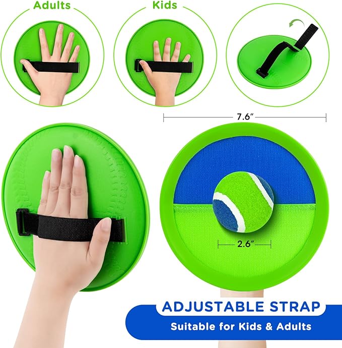 Ayeboovi Toss and Catch Ball Set Outdoor Yard Beach Pool Toys Games for Kids Family Sports 8 Paddles 4 Balls for Toddlers Boys Girls Ages 3-12 Boys Girls Birthday