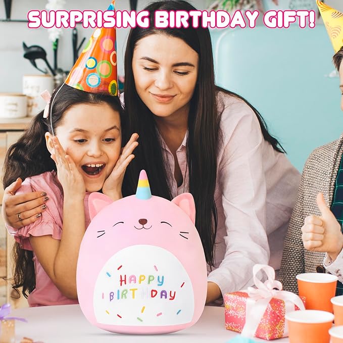 SQEQE Unicorn Cat Plush Kawaii Birthday Cat Plushies Pillow Cat Stuffed Animal Toy Soft Plushie Doll Gifts for Kids Decor(Caticorn, 8 Inch)