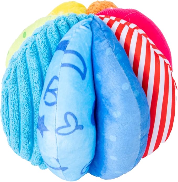 Montessori Baby Toys Play Kit Montessori Mirror Peekaboo Knob Puzzle, Medium Spinning Drum and Rainbow Fabric Ball Kit Toys for6-12Months Toddlers (Play Kit 3)