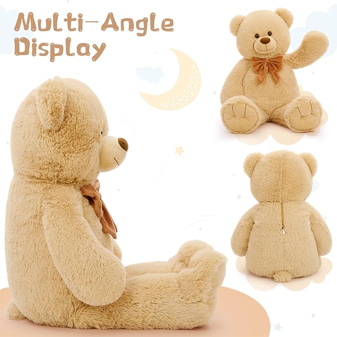 Tezituor Big Teddy Bear Stuffed Animal, 36" Large Plush Soft Bear Toys Baby Shower Decor Christmas Valentines Gifts for Girls Boys Girlfriends, Brown
