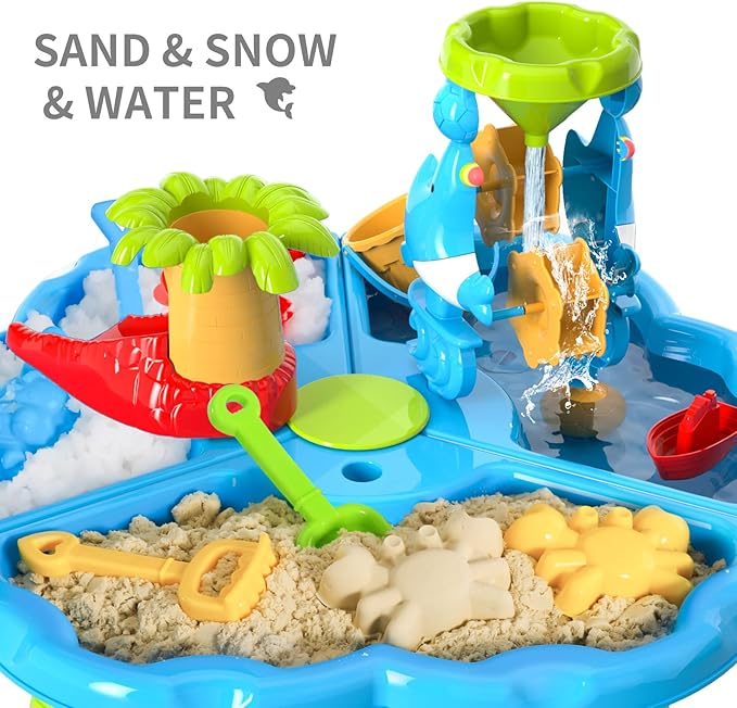 3 in 1 Water Table for Toddlers 3-5 Years Kids Ages 4-8, Kids Summer Activity Sensory Play Outdoor Beach Backyard Sand Water Table Toys for Toddlers, Birthday Gift Toys for Boys Girls