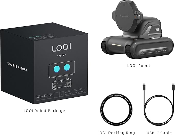LOOI Robot-Space Black – AI Desktop Companion with Visual Understanding (Objects, People & Scenes), ChatGPT Voice Interaction, Memory, Personality, Gesture & Facial Control,10W Wireless Charging