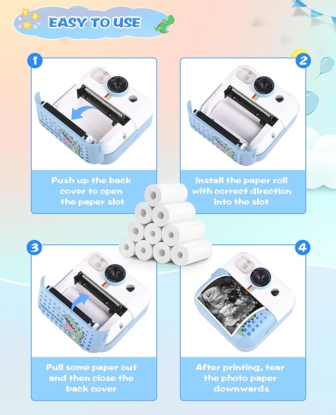 Thermal Paper, 10 Rolls Refill Print Paper for Kids Instant Print Camera, HD Photo Printing Paper Rolls for Most Kids Instant Camera, BPA Free
