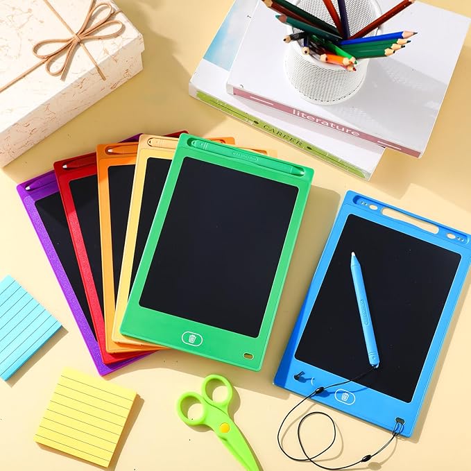 Zhehao 24 Pieces LCD Writing Tablet Doodle Board 8.5 Inch Colorful Reusable Screen Board Pad Reusable Drawing Writing Learning Educational Pad Toys for Girls Boys 8-10 3-10 (Bright Color,Round Style)