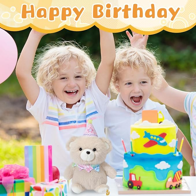 Birthday Interactive Teddy Bear, Musical Birthday Stuffed Animal, Clapping Activates Singing Dancing Shaking, Cute Bear Plush Recording Mimicking Toy Gifts for Kids Girls Boys