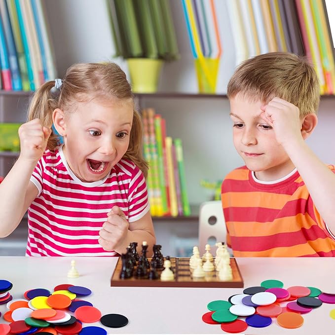 Coopay 200 Pieces 10 Colors 1-1/5 inch Plastic Learning Counters Disks Bingo Chip Counting Discs Markers for Math Practice and Poker Chips Game Tokens