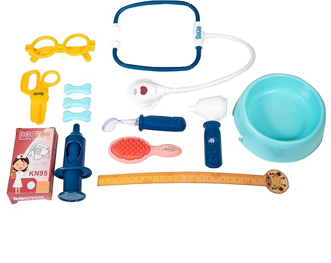 Sunnydaze Little Doctor Kit for Kids - Vet Station Toy and 12-Piece Accessory Pack - Veterinarian Playset for Kids Ages 3+