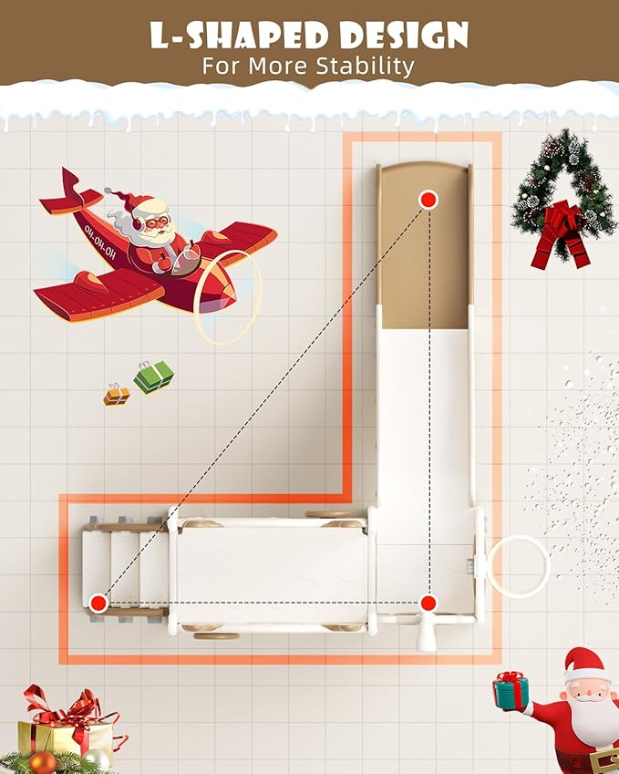 XJD Toddler Slide,12 in 1 Kids Slide for Toddlers 1-3, New Upgrade with Golf Set, Basketball Hoop, Drawing Board for Indoor Outdoor Playset,Toddler Playground (Brown)